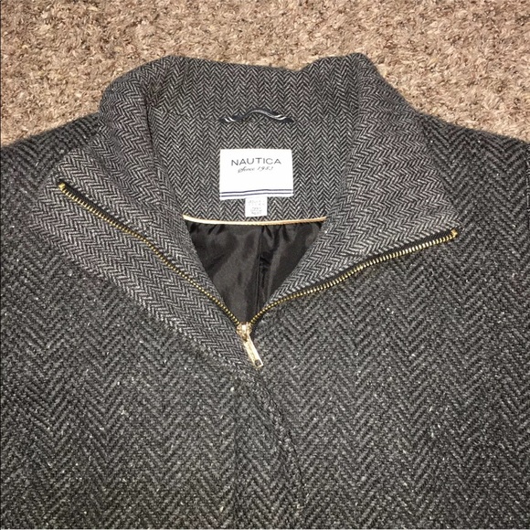 Nautica Women’s Full Zip Wool Blend Jacket chevron - Picture 2 of 8